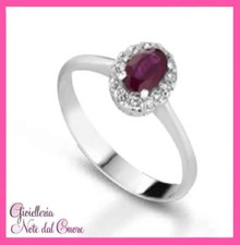 ANELLO SOLITARIO IN ORO BIANCO 18K : VERO RUBINO E DIAMANTI NATURALI 1.13 CARATI