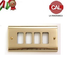 PLACCA 4P OTTONE SATINATO BORDI LUCIDI serie MAGIC 9004