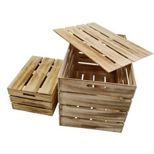 SCATOLA IN LEGNO CON COPERCHIO E MANIGLIE CASSETTA CASSA FRUTTA PER CESTO REGALO