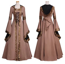 Accappatoio donna con cappuccio vestito corte medievale vittoriana Halloween Carnevale