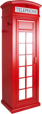 Armadio Cabina Telefonica Londinese Con Tre Ripiani E Specchio, Colore Rosso, Cm