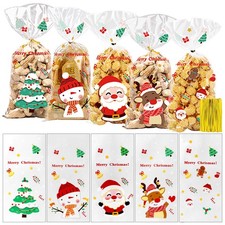 Coicok 100 Pezzi Sacchetti Biscotti Natale Trasparenti per Confezioni