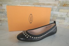 Tods Morte ´ S 37 Scarpe Ballerine Pantofola pelle Serpente Nero Nuovo Ehemuvp