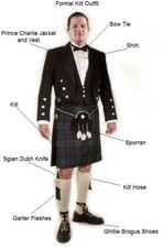 Kilt giacca e gilet uomo Prince Charlie tradizionale scozzese matrimonio kilt outfit