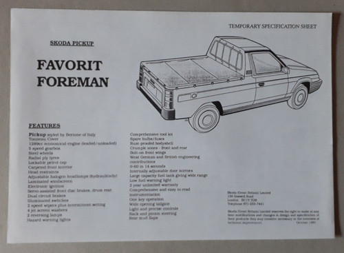 Skoda favorit foreman pick - skoda,