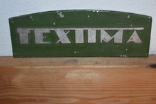 Vecchia insegna in latta RDT Textima costruzione telai, industria tessile, insegna aziendale, originale