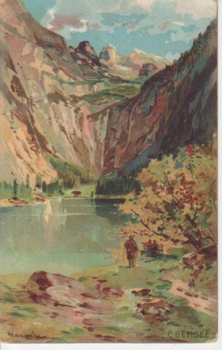Paesaggio con lago montagna - paesaggio,