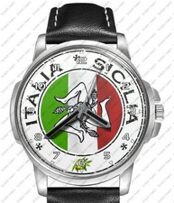 Orologio Da Polso Con Cinturino In Pelle Di Alta Qualità Bandiera Della Sicilia