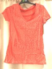 T-shirt mimetica stile zumba corallo rosa pesca top donna fitness danza leggera