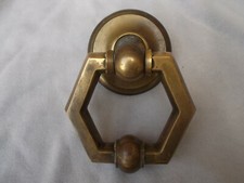 ANTICA MANIGLIA MANIGLIONE BRONZO BATTENTE CON ANELLO ESAGONALE X PORTA  PORTONE