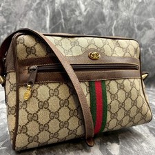 Borsa a tracolla Gucci 001.4071.5 GG linea Sherry marrone beige logo in pelle