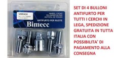 KIT 4 BULLONI ANTIFURTO PER TUTTE LE AUTO, SPEDIZIONE GRATUITA, OFFERTISSIMA