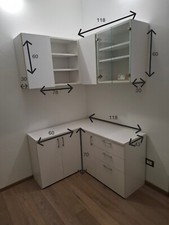 mobile angolare con armadietto a terra e pensile - bianco - artigianale 