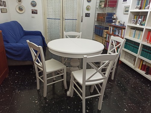 Tavolo bianco tondo shabby - +, 4