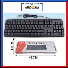 TASTIERA STANDARD PER PC COMPUTER DESKTOP CON CAVO USB UNIVERSALE NERA KEYBOARD