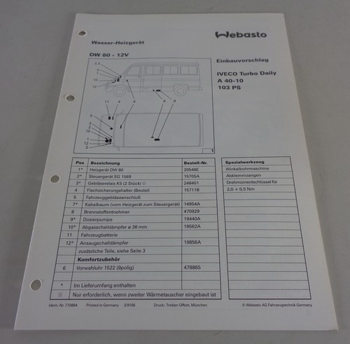Einbauanweisung webasto - einbauanweisung,