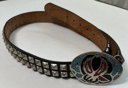 Cintura pelle nera punta - cintura, a