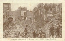 dm499 cartolina sora terremoto italia centrale 1915 piazza garibaldi frosinone