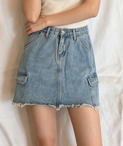 Minigonna denim jeans cargo