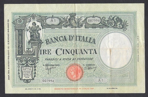 Italia banconota 50 - 50, lire