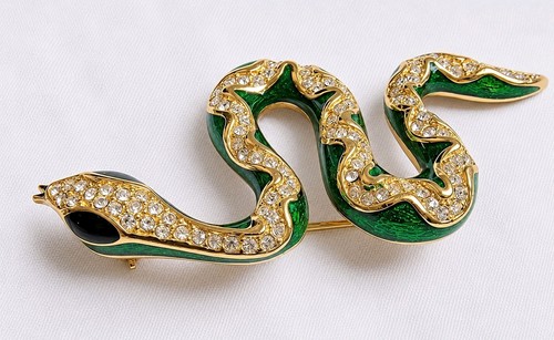 Spilla serpente strass - , smalto