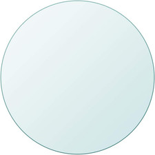 Piano Tavolo in Vetro Temperato Trasparente Rotondo per Interni Ripiano