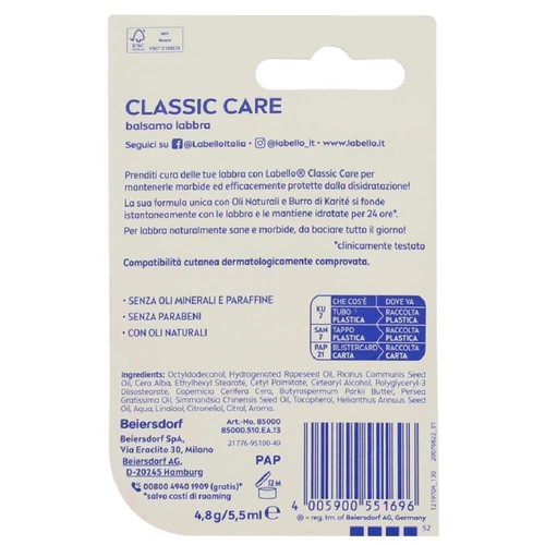 Labello classic care balsamo - labello,