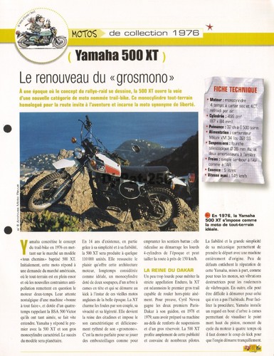 Fiche moto yamaha xt 500 - xt,