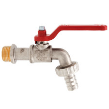 Rubinetto per Giardino a Sfera 1/2 con P.Gomma, da Esterno Ottone Leva Rossa