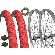 Coppia Ruote 20 " x 1.75 + Pignone + Copertoni Rosso + Camere Bici Graziella