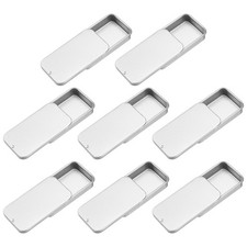 8 Pezzi Contenitori di Latta Scorrevole, 2"x1"x0,4" Scatola di Lattine Vuota in Metallo, Argento Smerigliato