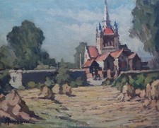 Boggione Enrico (1889-1985) St Mildred isola di Wight 1973 quadro olio paesaggio