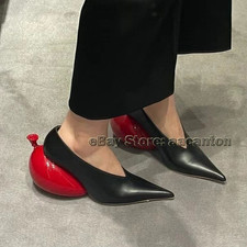 New Women's Balloon Pointed Toe High Heels Fashion Slip On Dress Shoes Pumps