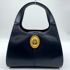 Mini borsa a mano originale Christian Dior CD logo pelle blu navy NS101599