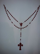 Grande ROSARIO DA PARETE in ceramica dipinta color corallo Vintage anni 60/70