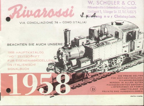 Catalogo rivarossi 1958 - rivarossi,