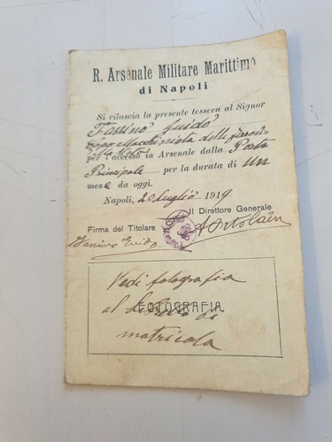 Tessera arsenale militare - r.,