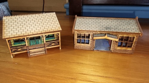 Two laser cut buildings - , in