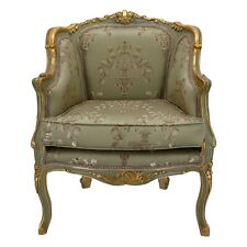 Poltrona parigina oro tessuto verde damascato luigi xiv arredo casa barocco