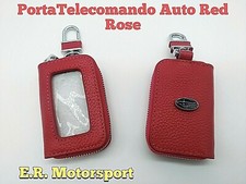 PortaTelecomando Auto in Ecopelle Red Rose con Logo Metallico Sub