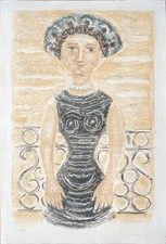 MASSIMO CAMPIGLI  "Donna al balcone" , 1956 litografia originale firmata