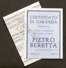 Militaria - Certificato di Garanzia Beretta fucile Cal. 12 a 2 canne - 1960 ca.