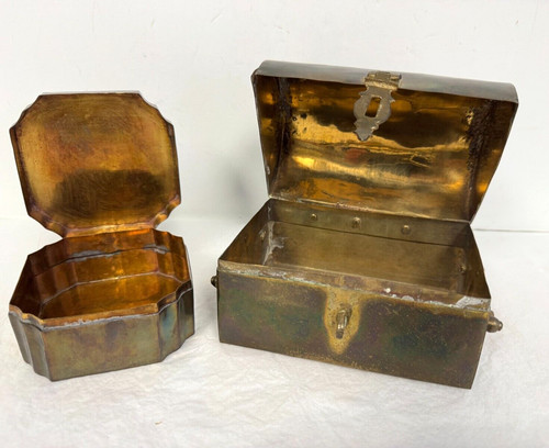 Antico vintage ottone baule - ottone,
