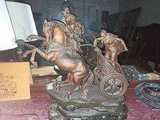Scultura in Bronzo - L.Carvin - Biga con Cavalli - Medie Dimensioni anni 20/30