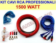 KIT COMPLETO CAVI 1500 W AUDIO RCA ISTALLAZIONE AMPLIFICATORE ALIMENTAZION AUTO 