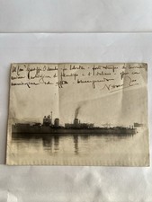 Cartolina fotografica nave militare Regia Marina con dedica manoscritta