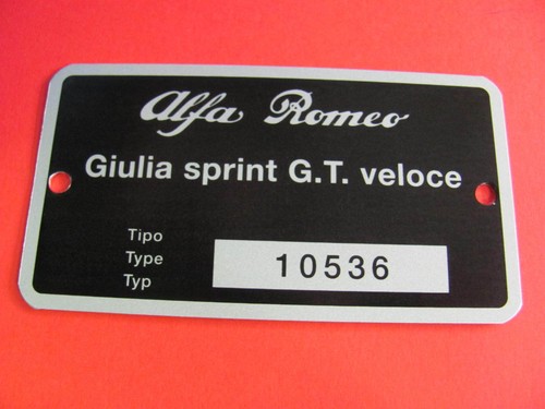 Targhetta dati alfa romeo - dati,