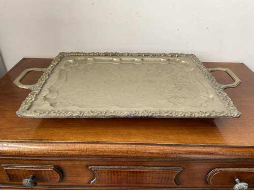 Vassoio ottone argentato - vassoio, in