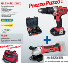 TRAPANO AVVITATORE A PERCUSSIONE + SMERIGLIATRICE ANGOLARE A BATTERIA 18V 4.0 Ah