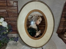 VINTAGE QUADRO OVALE CAPOLETTO RELIGIOSO MADONNA CM 30X24